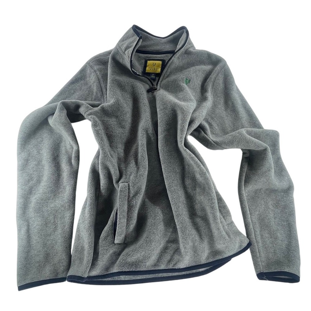 Prince & Fox Gray Fleece‎ Quarter Zip Pullover Small Green Logo Embroidery